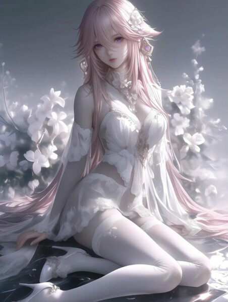 Tuyển Tập Ảnh Anime Nữ Sexy Quyến Rũ Nhất Cô gái anime tóc tím trong bộ đồ bikini sexy