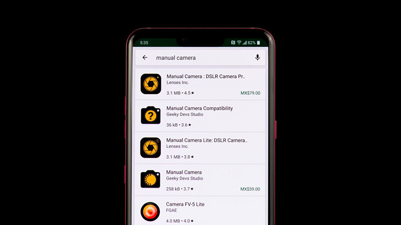Giao diện chế độ manual trên ứng dụng camera điện thoại Android