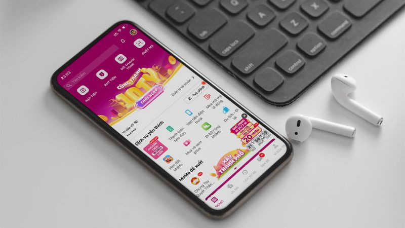 Giao diện ứng dụng ví điện tử Momo trên điện thoại