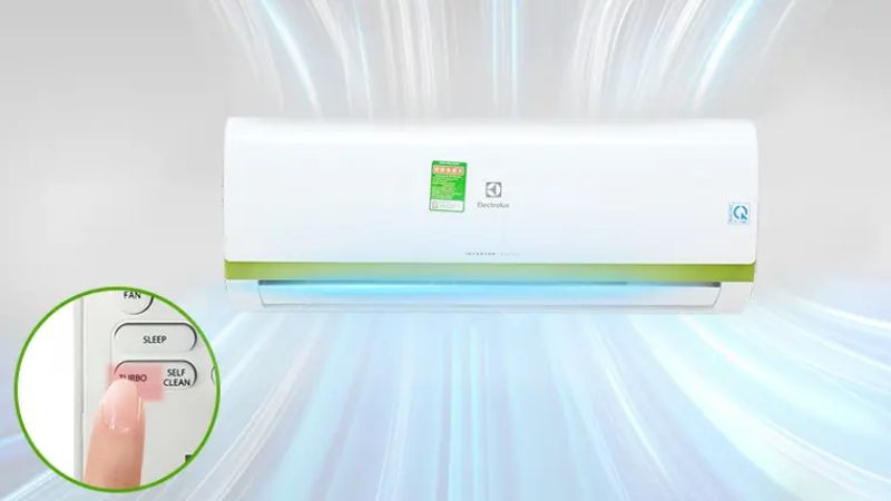 Hình ảnh điều khiển điều hòa có nút Turbo, minh họa cho chế độ làm mát/sưởi ấm nhanh.