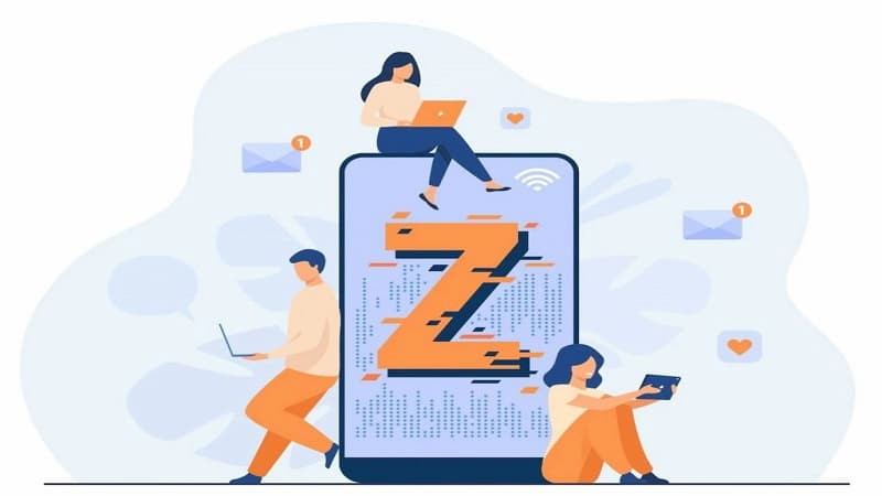 Hình ảnh minh họa khái niệm Gen Z với các gương mặt đa dạng và kết nối công nghệ