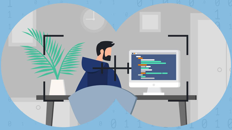 Hình ảnh minh họa khái niệm Stalk - theo dõi, rình rập đối tượng một cách lén lút.