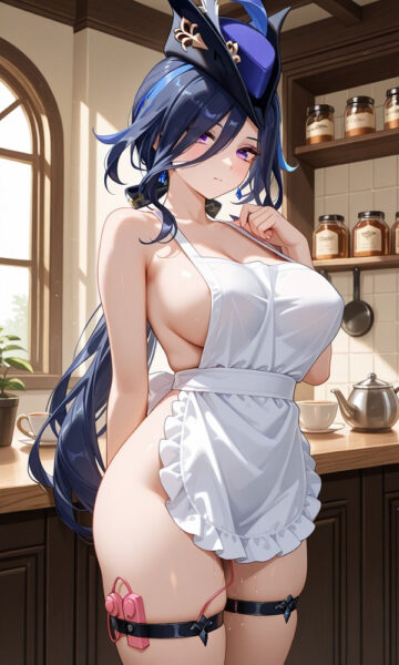 Hình ảnh nhân vật anime nữ với nụ cười tươi tắn và trang phục gợi cảm