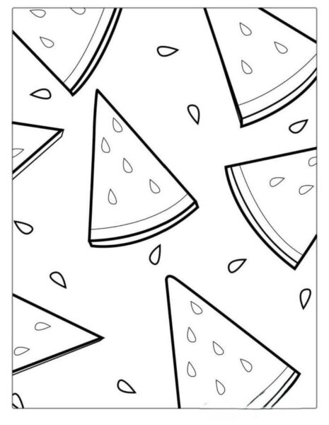 hình ảnh phác thảo dưa hấu đơn giản để tô màu