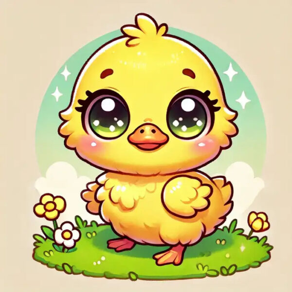 Tuyển Tập Hình Ảnh Vịt Chibi Cute Đáng Yêu Hình ảnh vịt chibi vàng đơn giản, nền trắng