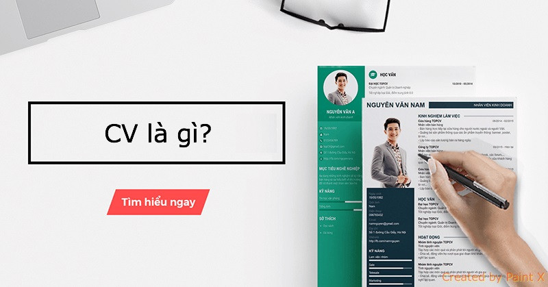 Hình minh họa khái niệm CV (Curriculum Vitae) là bản tóm tắt thông tin ứng viên.