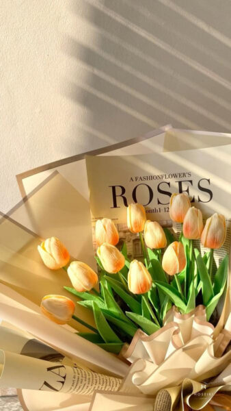 Hình nền hoa tulip màu hồng nhạt thanh khiết