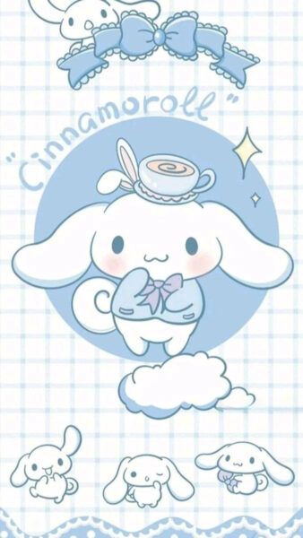 Hình nền màu xanh dương cute với họa tiết hoạt hình