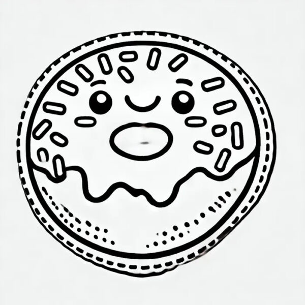 Hình tô màu sticker bánh donut đáng yêu