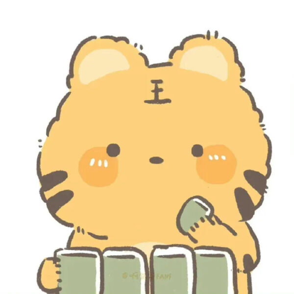 Hổ chibi dễ thương đang ngồi đáng yêu