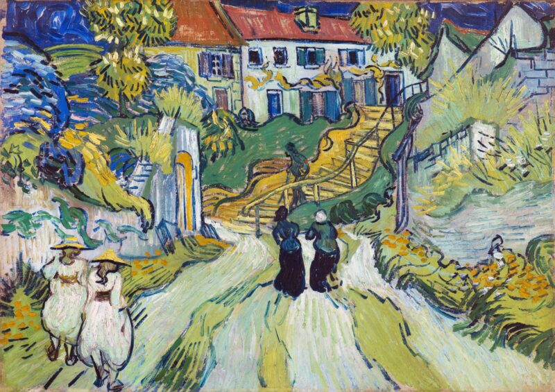 Chân dung tự họa của họa sĩ Vincent Van Gogh, thể hiện phong cách vẽ đặc trưng và biểu cảm.