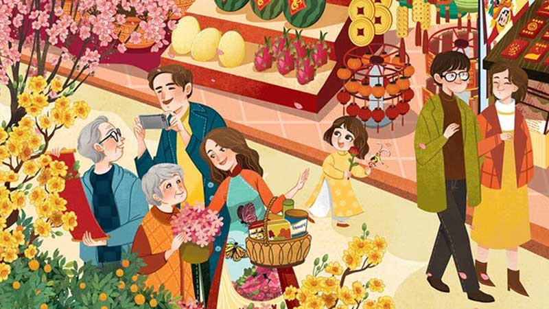 Lịch Tết 2025 hiển thị ngày nghỉ lễ