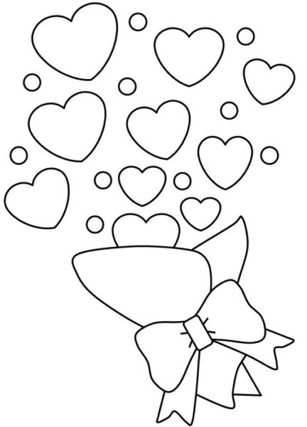 Mẫu tranh tô màu nhiều trái tim với các kích cỡ khác nhau