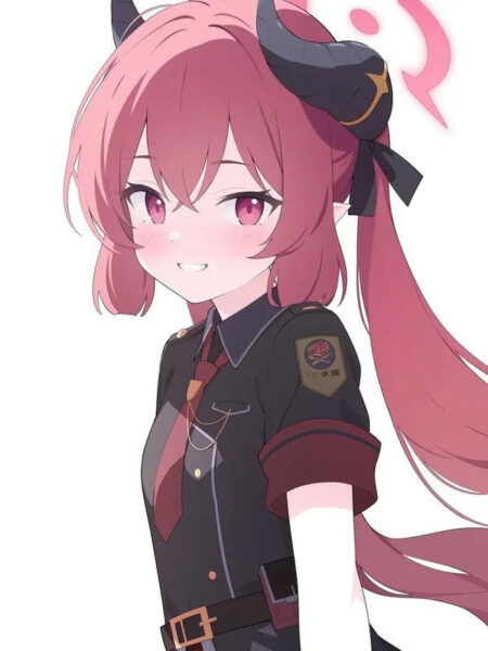 Nữ sinh anime dễ thương với mái tóc đen và nụ cười trong trẻo