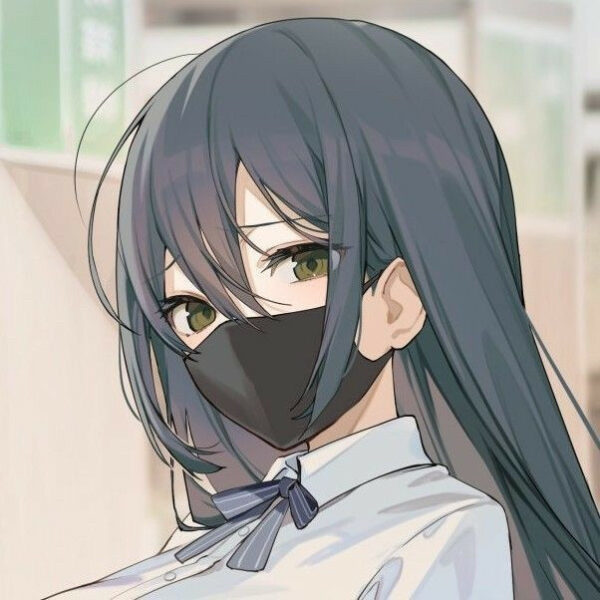 Nữ sinh anime đeo khẩu trang đen tan trường