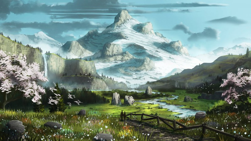 Tổng hợp ảnh phong cảnh anime đẹp nhất Phong cảnh rừng cây xanh mướt với tia nắng xuyên qua trong tranh anime