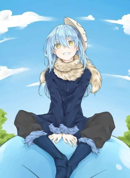 Rimuru trong dạng người với biểu cảm tự tin và khí chất ngầu