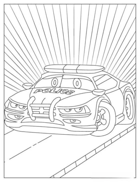 Tải tranh tô màu xe cảnh sát cơ bản cho bé tập làm quen