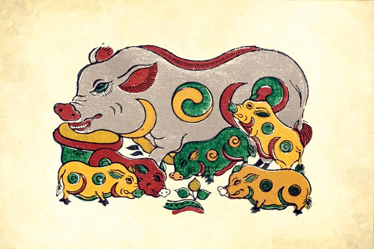 Nét Đẹp Văn Hóa Dân Gian Qua Tranh Đông Hồ Tranh Đông Hồ Lợn Đàn biểu tượng sung túc, nghệ thuật dân gian Việt Nam