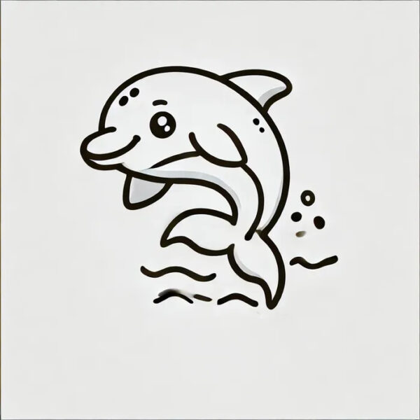Tranh tô màu cá heo đơn giản cho bé
