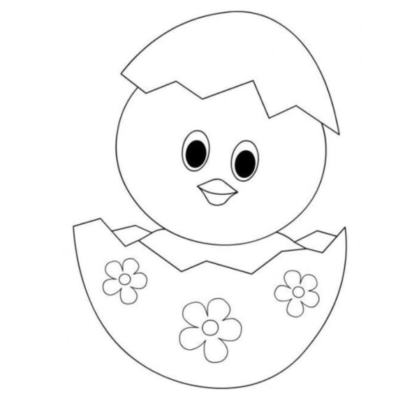 Tranh tô màu chú gà con đáng yêu đang đứng một mình