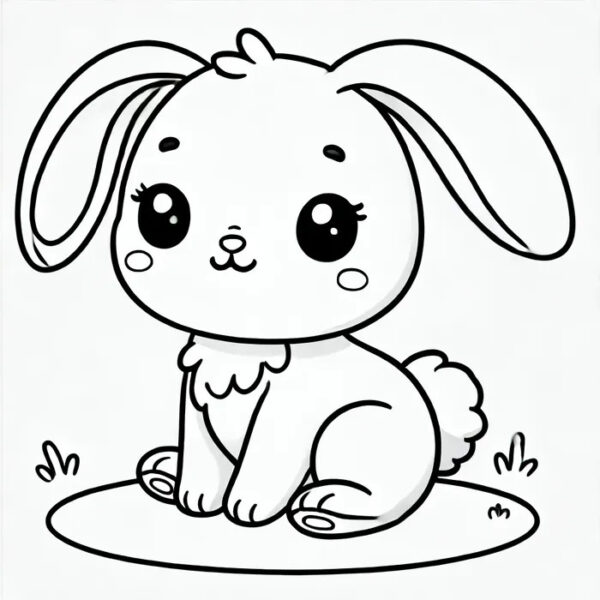 Tranh tô màu con thỏ đơn giản đang đứng