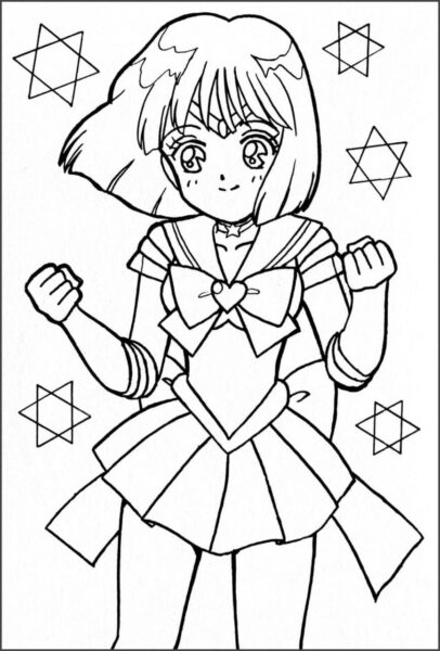 tranh tô màu thủy thủ mặt trăng Usagi biến hình