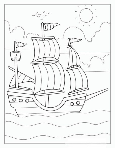 tranh tô màu thuyền buồm