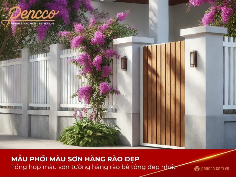 Chọn màu sơn tường rào đẹp, tường rào trắng thanh lịch, phù hợp nhiều kiến trúc